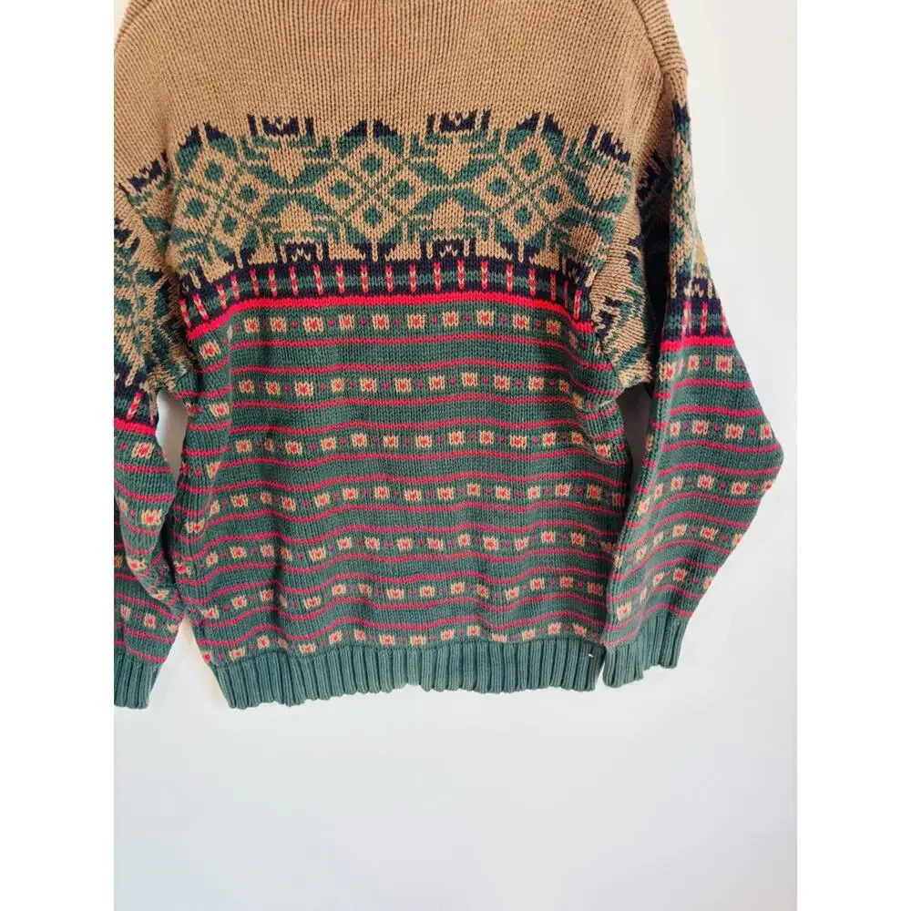 Vintage 90s Eddie Bauer Nordic Knit 100% Cotton Ski Sweater Long Sleeve Mens L - Picture 5 of 5